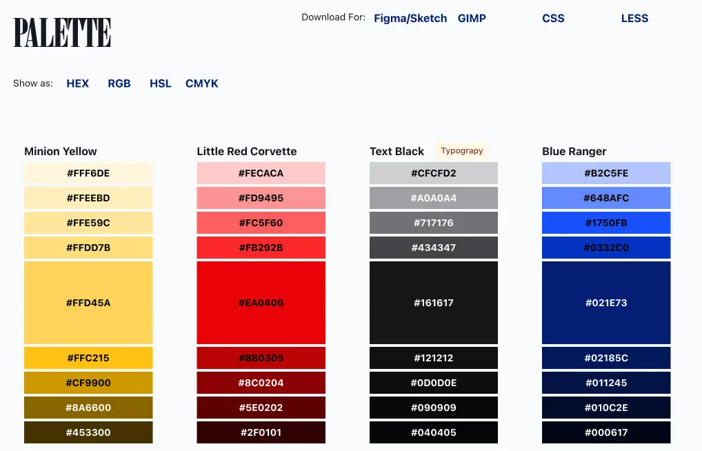 An example of the brand palette management feature of Orchestra's Brand Book